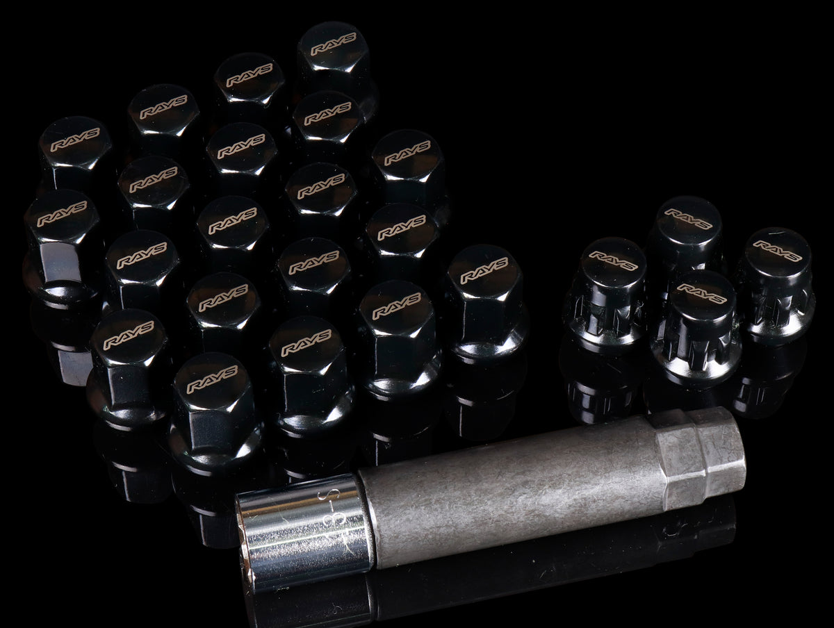 RAYS 17 Hex L31 Lugnut And Lock Set 6H - Black - JHPUSA