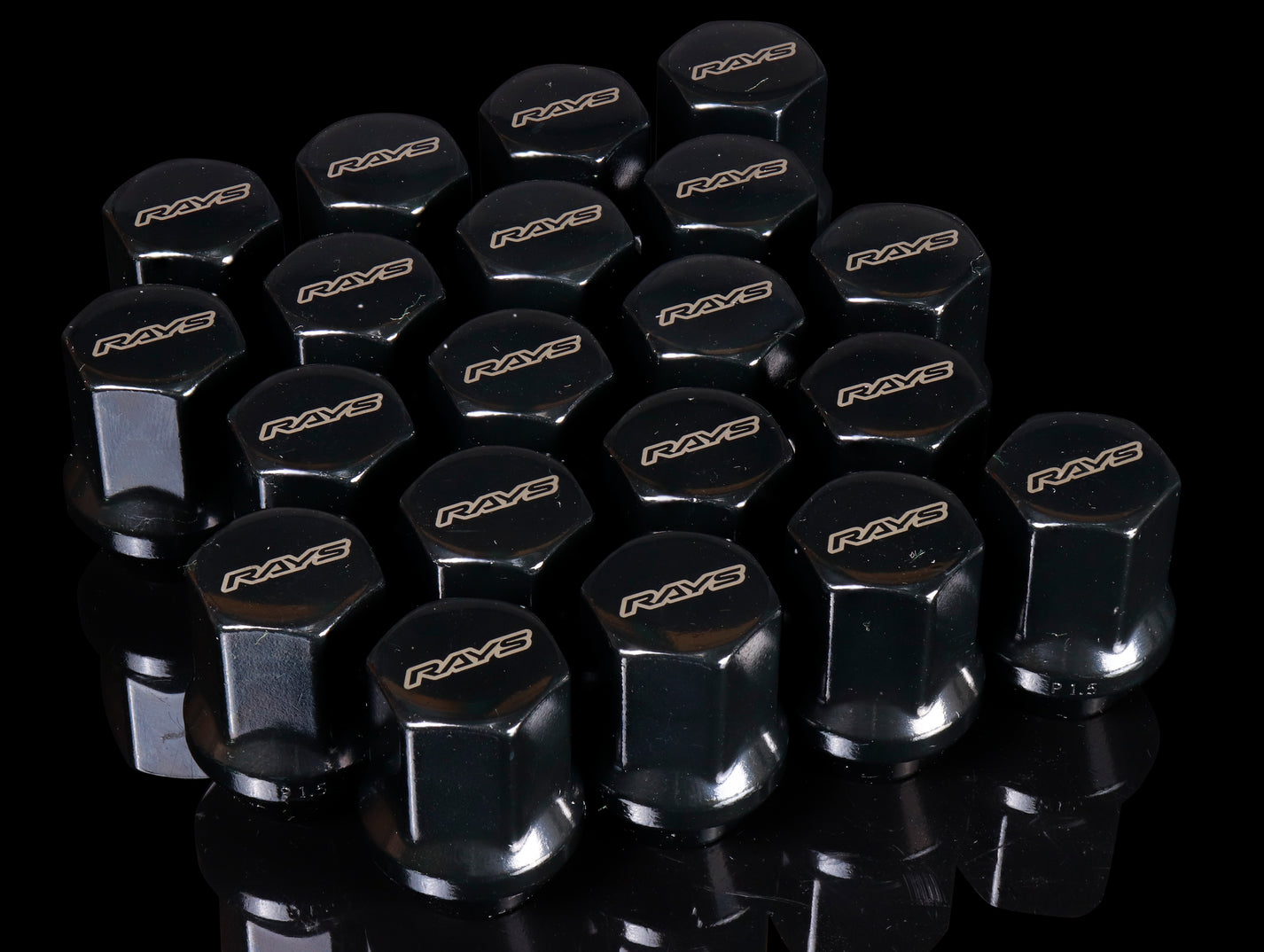 RAYS 19 Hex L33 Lug Nuts Black 14x1.50 (20+4 Locks) main image 1