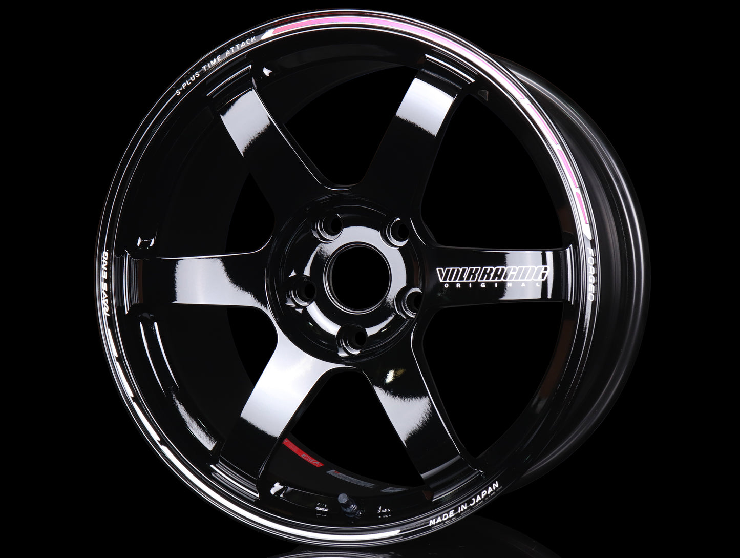 Volk Racing TE37 Saga S-Plus Time Attack Wheels - Black/Redot / 18x9.5 / 5x114