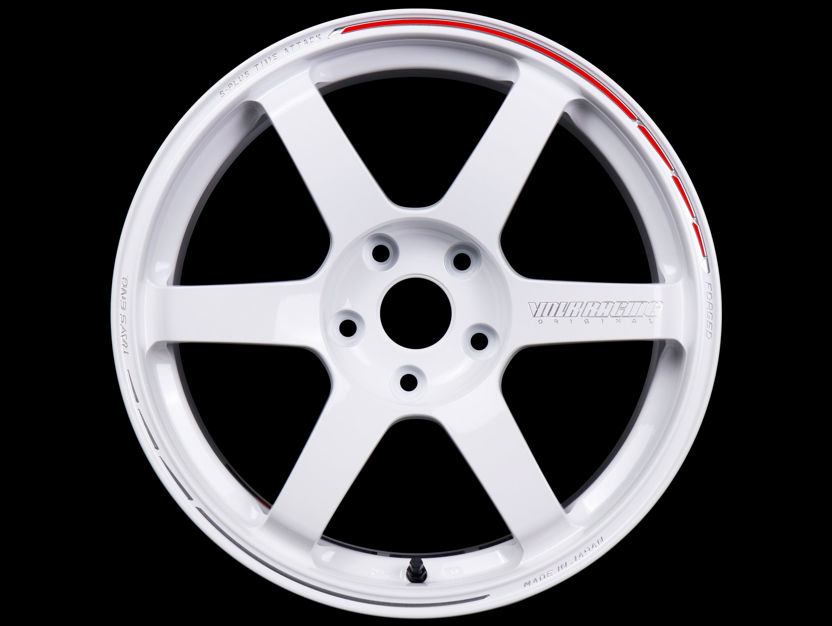 Volk Racing TE37 Saga S-Plus Time Attack Wheels - White/Redot / 18x9.5 ...