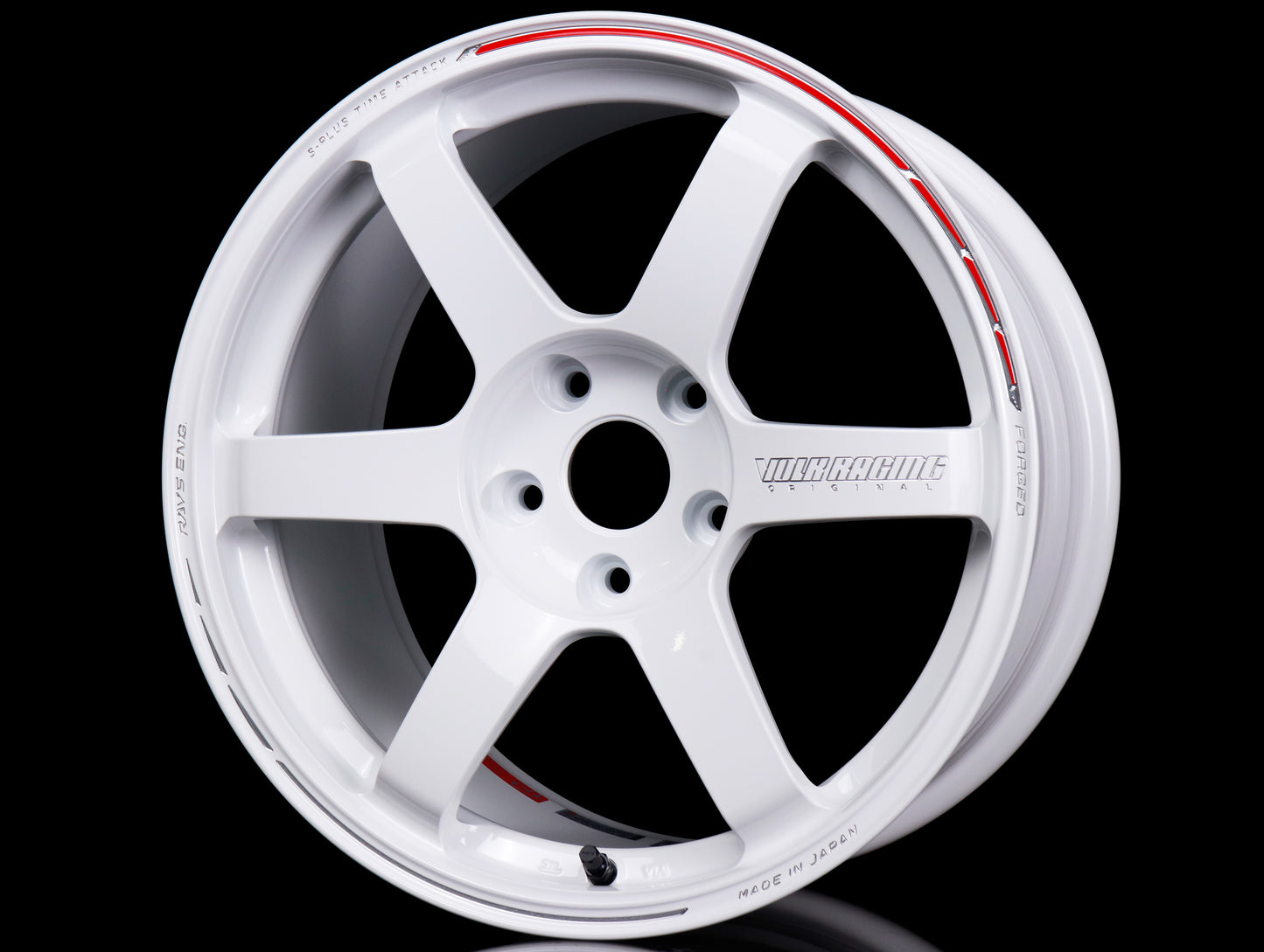 Volk Racing TE37 Saga S-Plus Time Attack Wheels - White/Redot / 18x9.5 / 5x114