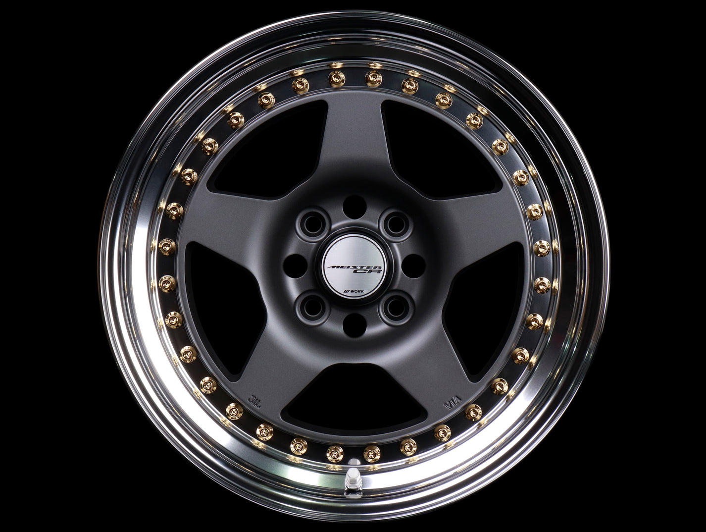 Work Meister CR 01 3-Piece Wheels - Gunmetal w/ Polished Lip + Gold ...