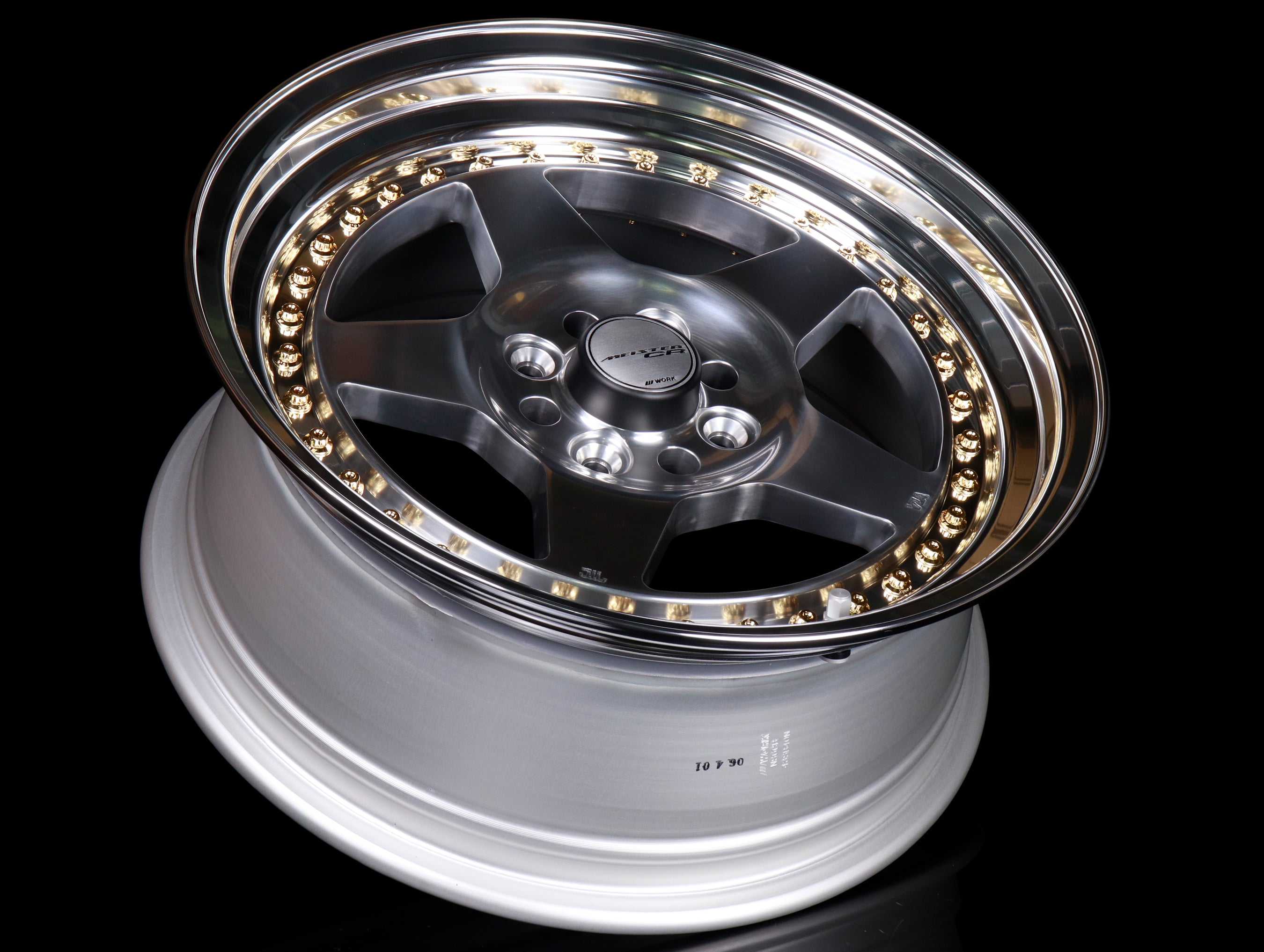 Work Meister CR 01 3-Piece Wheels - Polished w/ Gold Hardware - 16