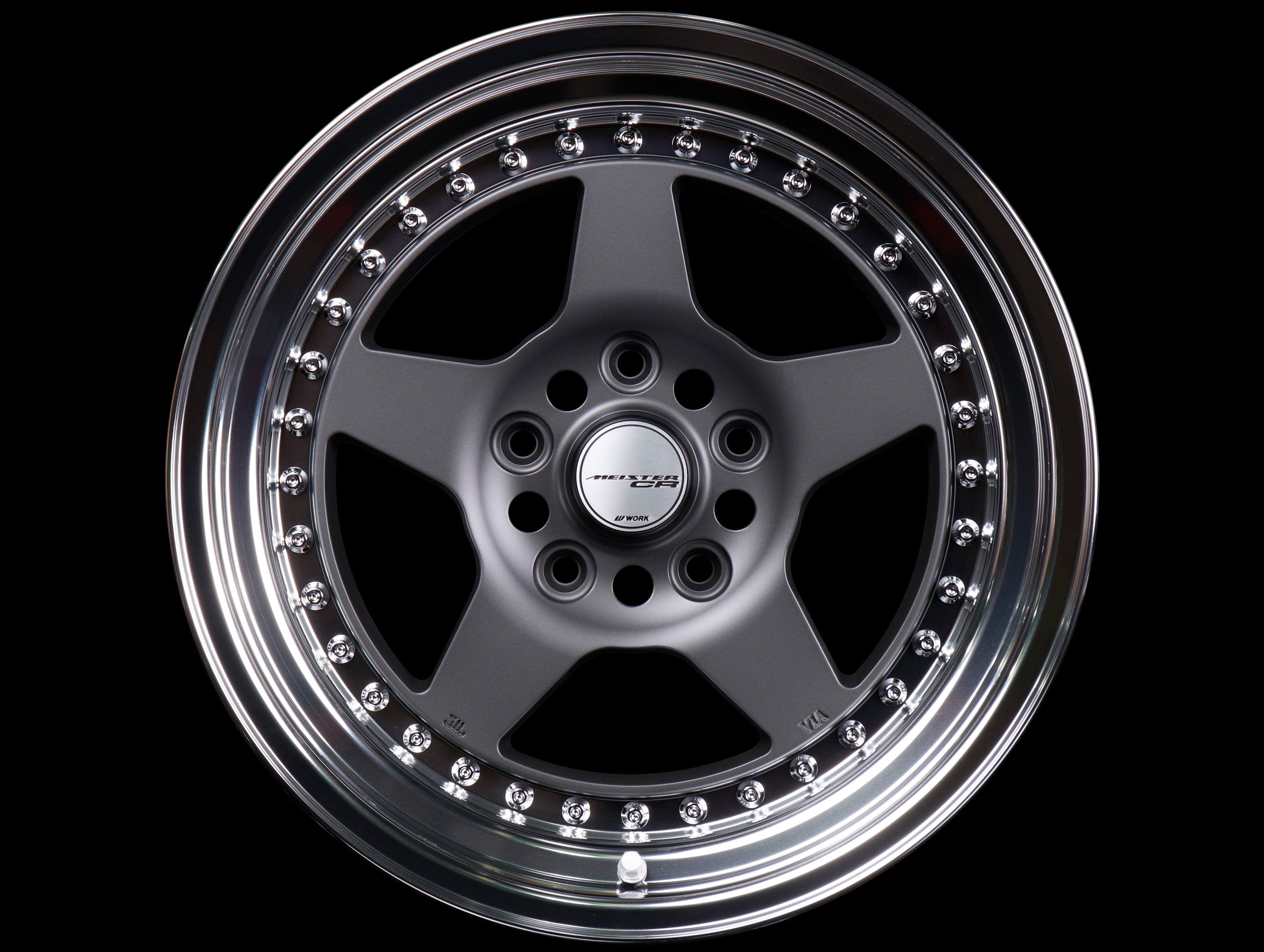 Work Meister CR 01 3-Piece Wheels - Matte Gunmetal w/ Polished Lip - 16 ...