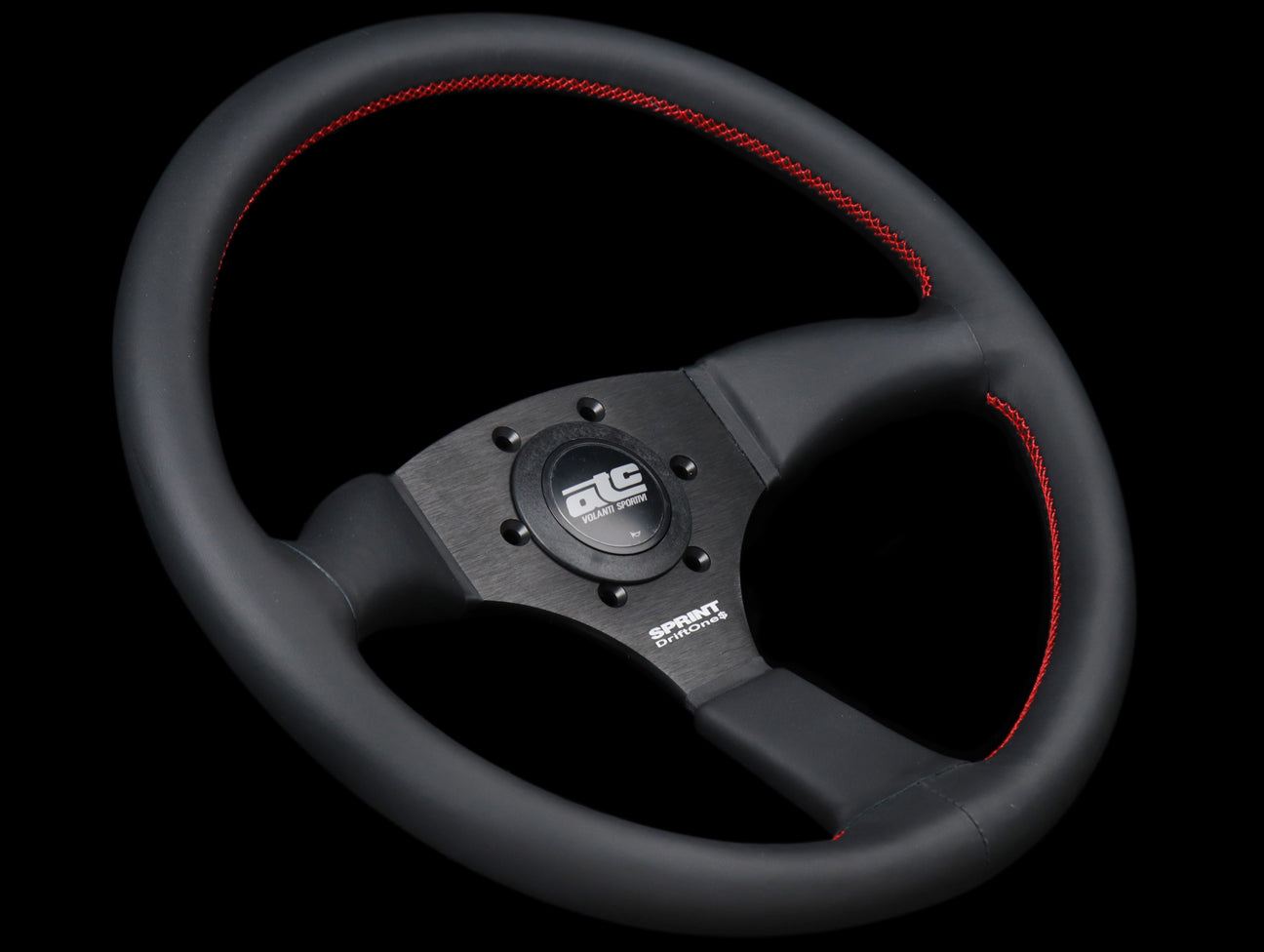 ATC Sprint Black Driftone Steering Wheel - Red Stitch - JHPUSA