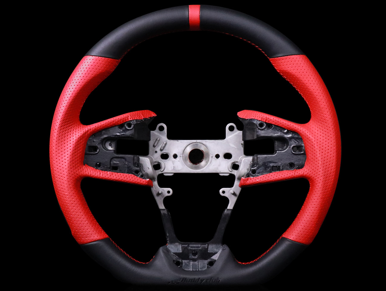 Buddy Club Racing Spec Leather Red Steering Wheel - 2016+ Civic / 2017+ Civic Type-R FK8