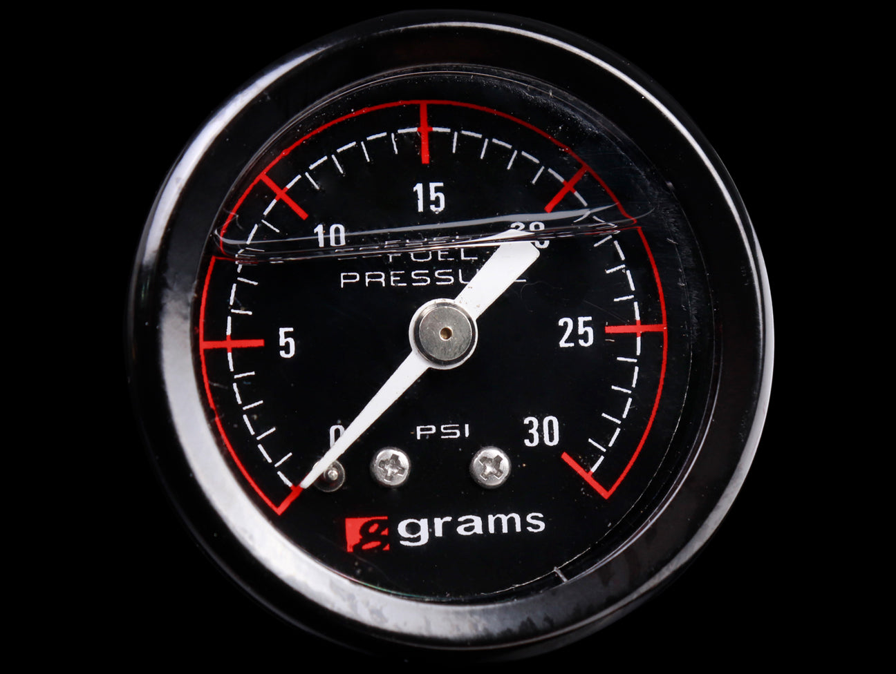 Grams Liquid Filled Fuel Pressure Gauge (Black Face) - 0-30psi / 0-120psi