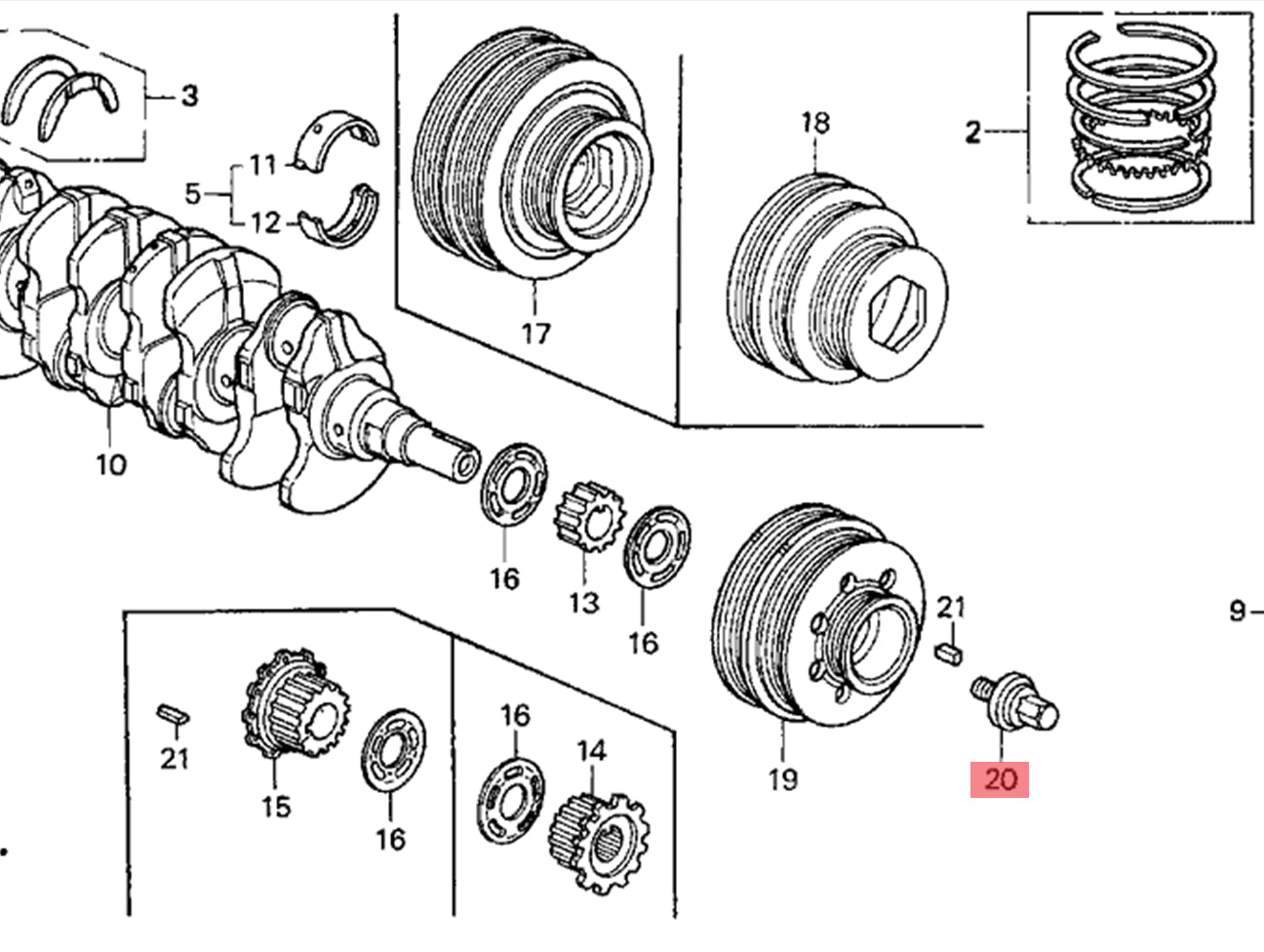 Honda B-Series Crank Pulley Washer Bolt