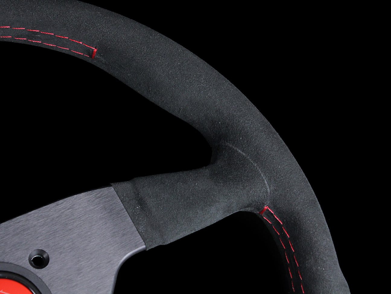 Momo Monte Carlo Steering Wheel - 350mm Black Alcantara Suede w/ Red Stitching