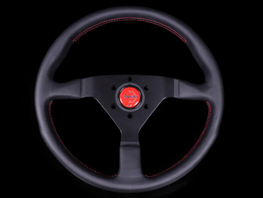Momo Monte Carlo Steering Wheel - Leather w/ Red Stitch