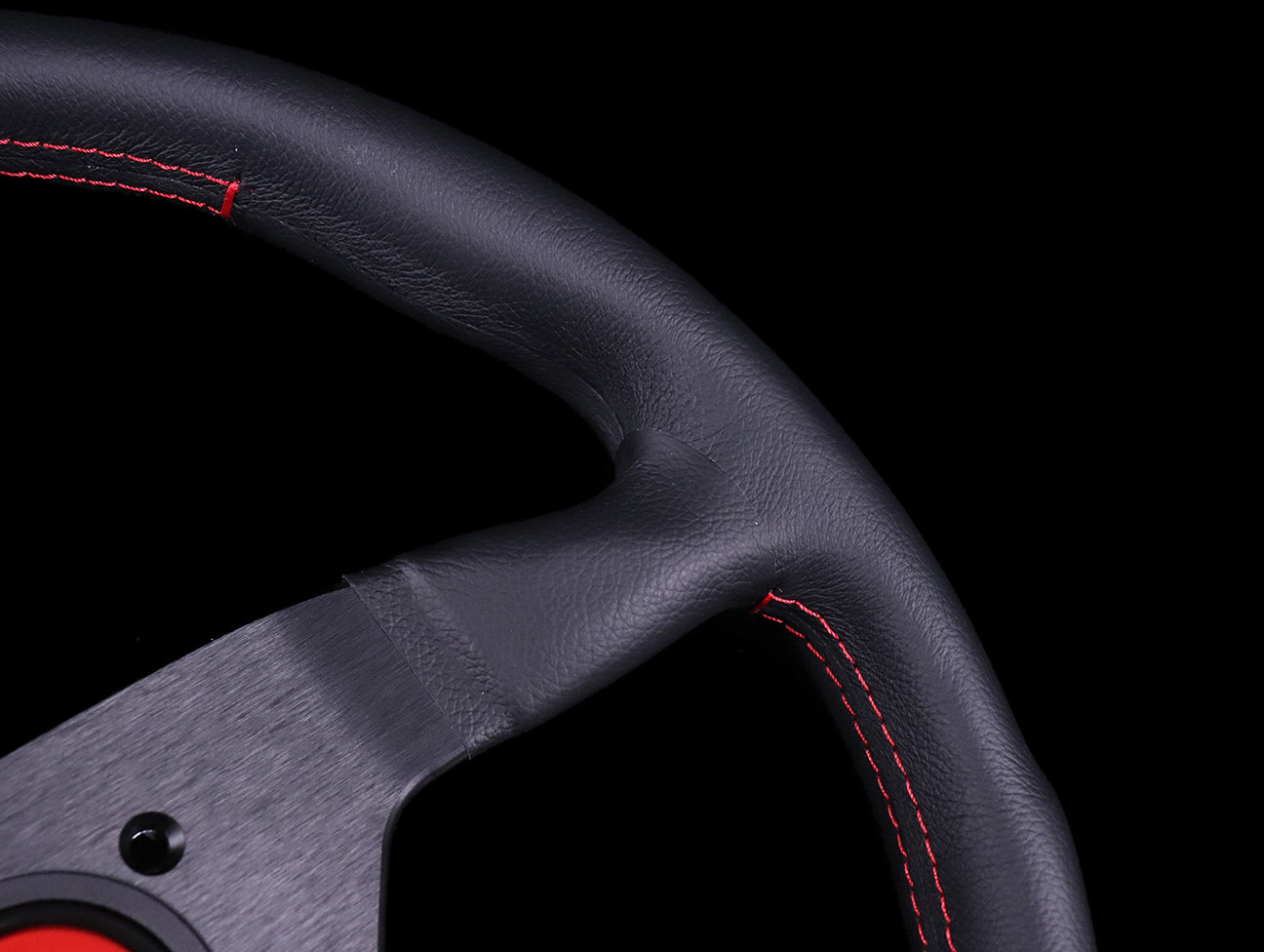 MOMO Montecarlo Steering Wheel - Black Alcantara Red Stitching Black S