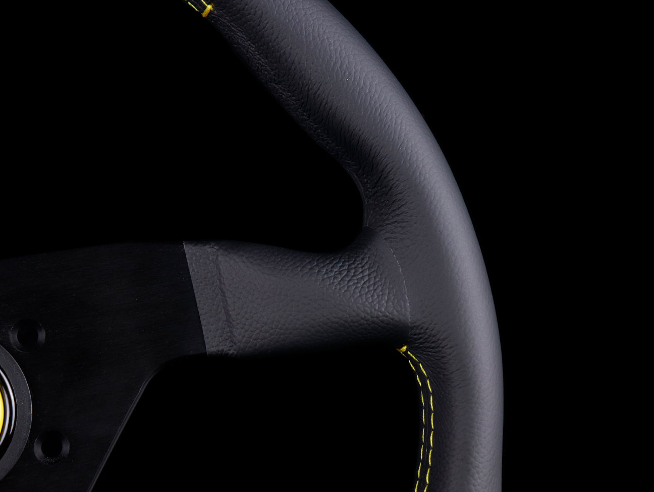 Momo Monte Carlo Steering Wheel - Leather w/ Yellow Stitch