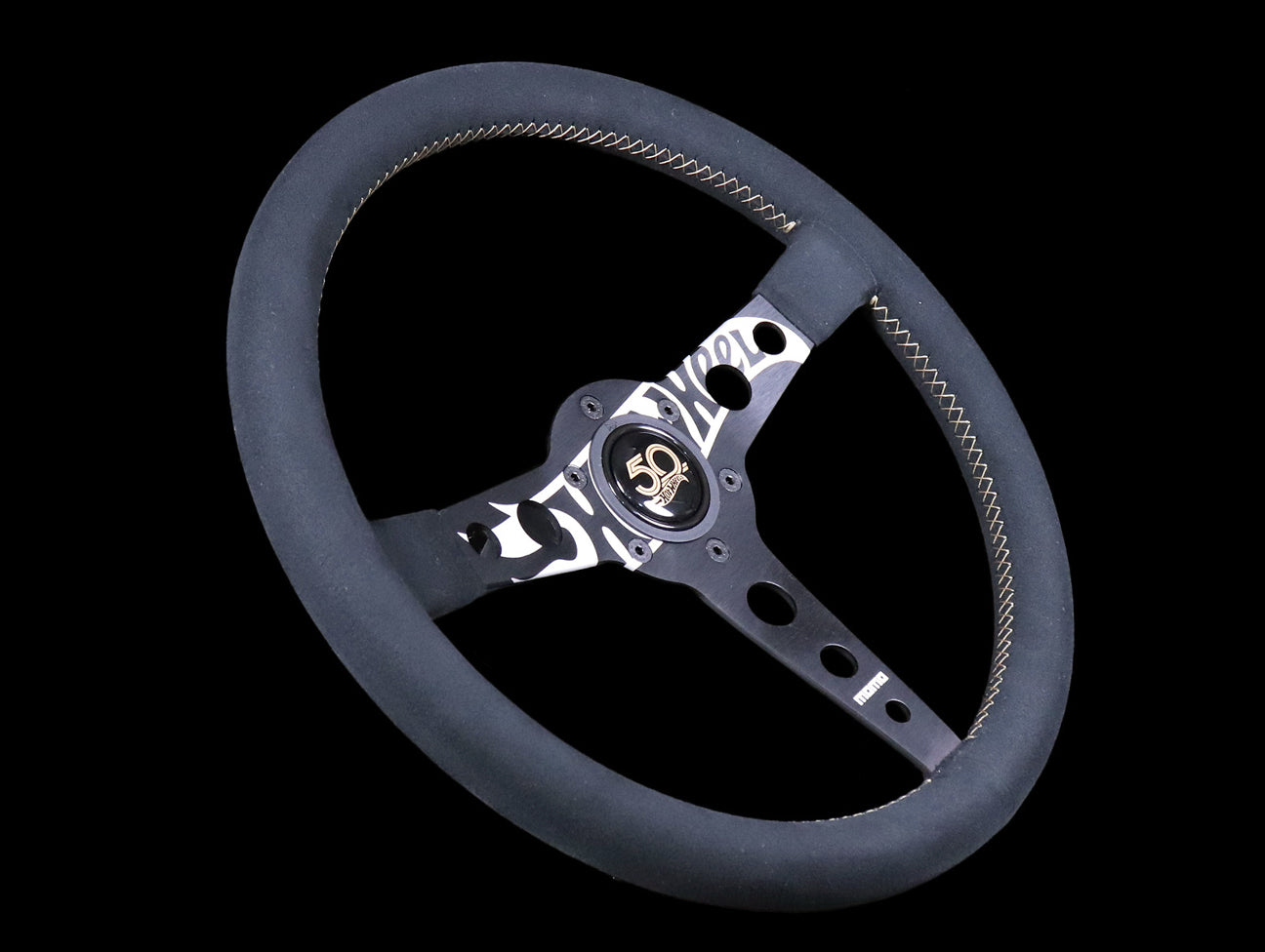 Momo X Hot Wheels Limted Edition Steering Wheel - 350mm Black Alcantara Suede w/ Gold Stitching