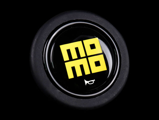 Momo Horn Button - Gloss Black - Yellow Heritage Logo