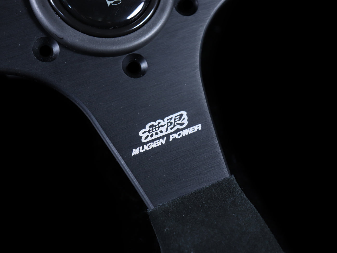 Mugen 350mm Racing 3 Steering Wheel - Black Suede / Red Stitch