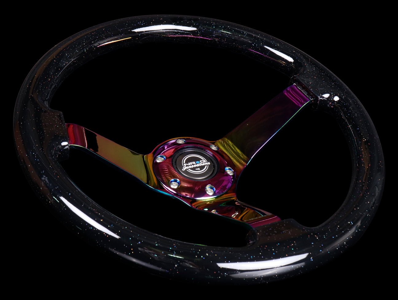 NRG Steering Wheel - 350mm Classic Black Sparkled Woodgrain / Neo Chrome