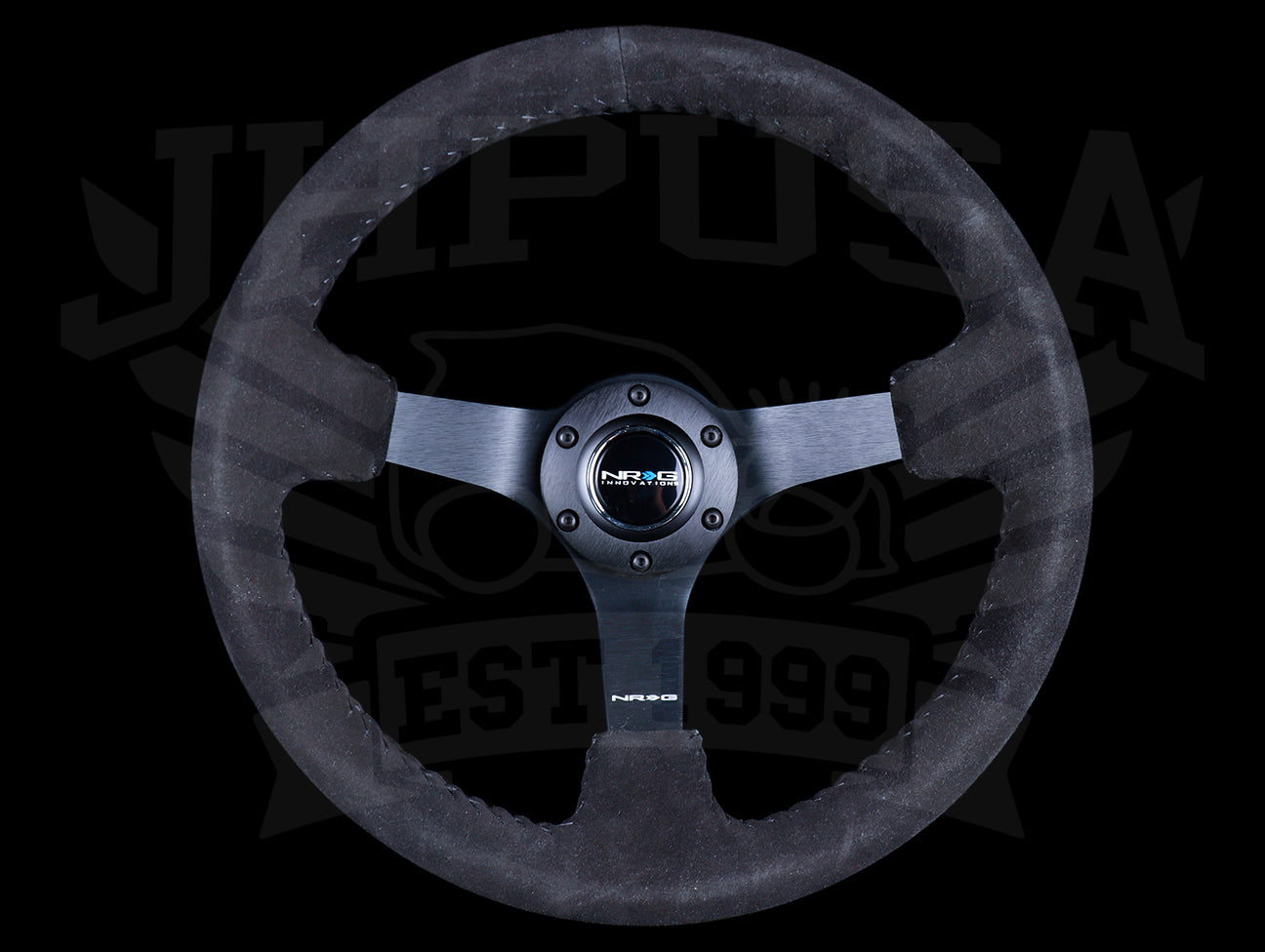 NRG Sport Steering Wheel - 350mm Suede w/ Solid Spoke & Black Stitch