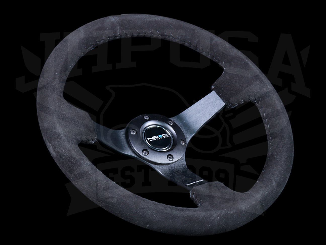 NRG Sport Steering Wheel - 350mm Suede w/ Solid Spoke & Black Stitch