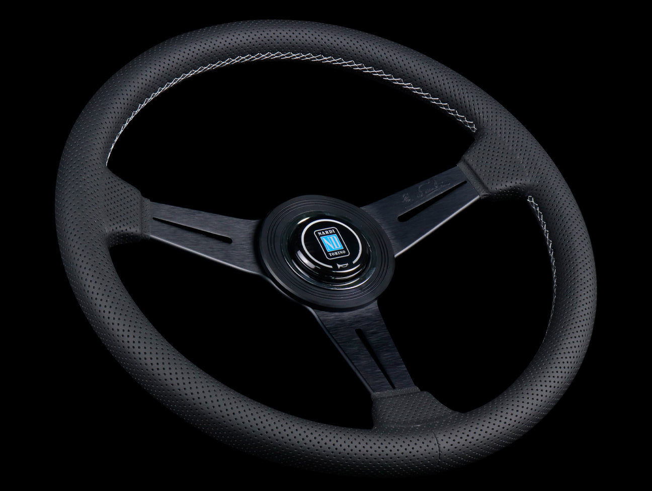 Nardi Classic 340mm Steering Wheel - Black Perforated Leather / Grey Stitch