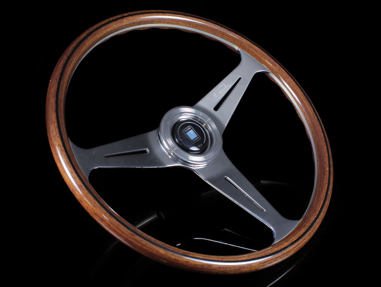 Nardi Classic Wood 390mm Steering Wheel w/ Polished Spokes