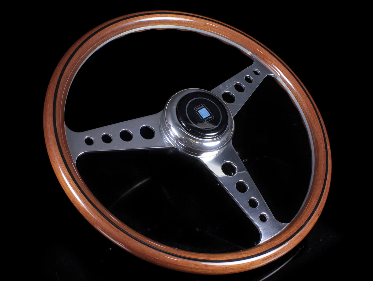 Nardi Classic Wood Anni 60 360mm Steering Wheel w/ Polished Round Hole Spokes