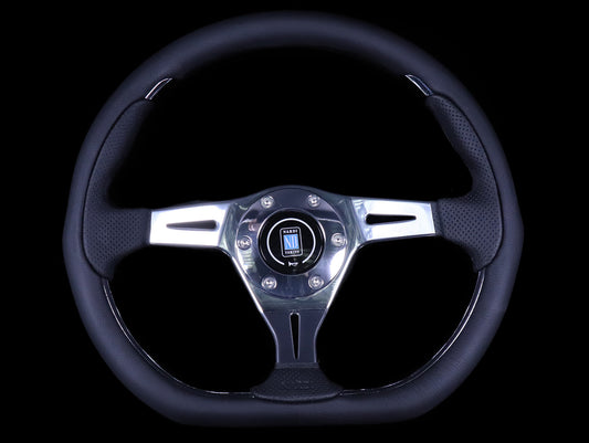 Nardi Kallista Metal 350mm Steering Wheel - Black Combo Leather / Polished Spokes