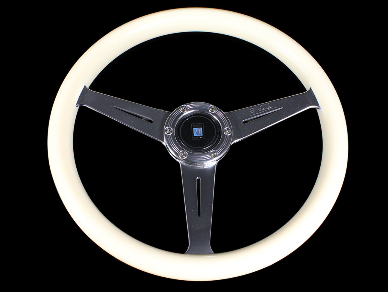 Nardi Marine White Ivory 360mm Steering Wheel w/ Polished Spokes