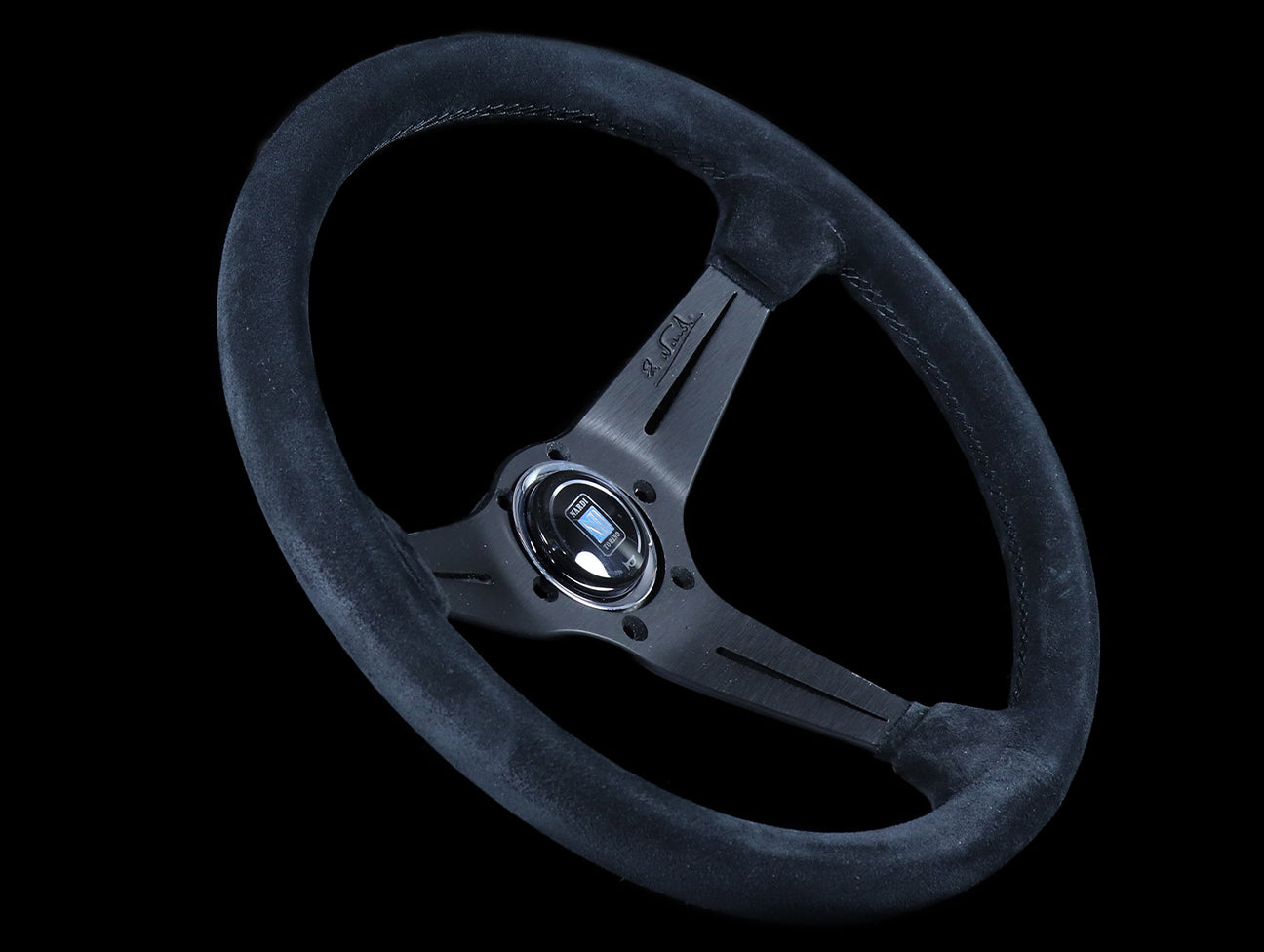 Nardi Sport Rally Deep Corn Black Edition Steering Wheel - 350mm Black Suede / Black Stitch