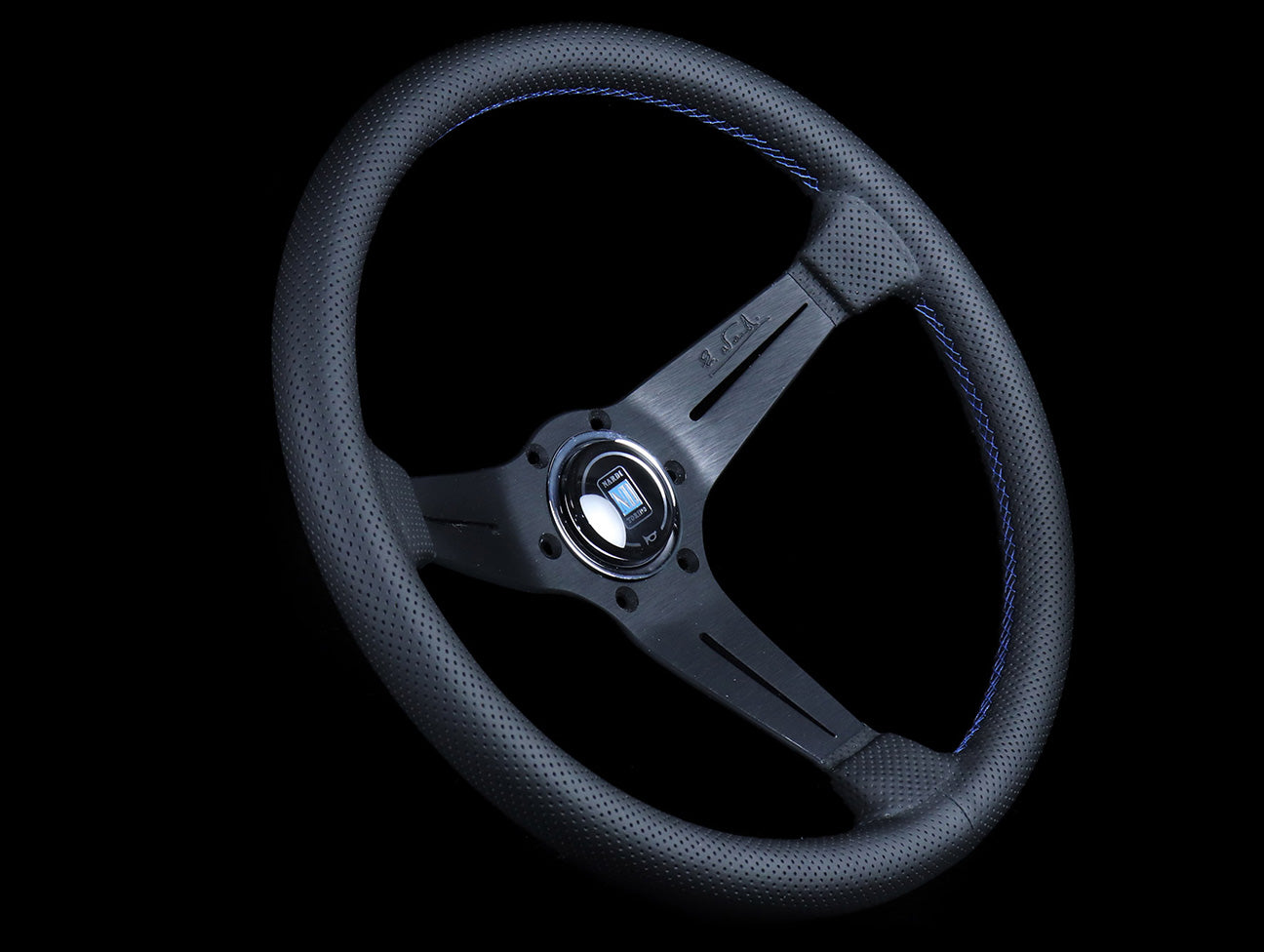 Nardi Sport Rally Deep Corn Steering Wheel - 350mm Perforated Leather / Blue Stitch