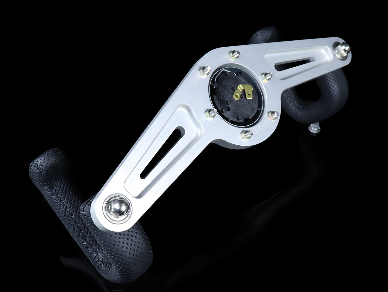 Nardi Two Spoke 330mm Steering Wheel - Black Perforated Leather Grips / Silver Spokes