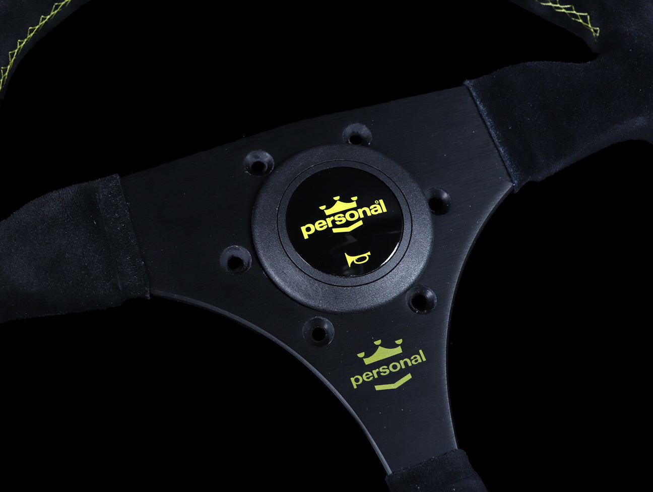 Personal Fitti F1 320mm Steering Wheel - Black Suede / Yellow Stitch