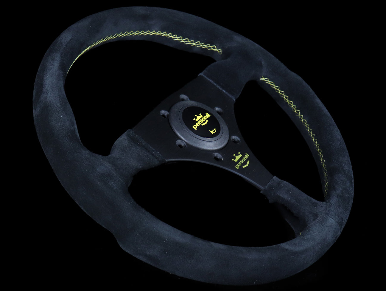 Personal Fitti F1 320mm Steering Wheel - Black Suede / Yellow Stitch