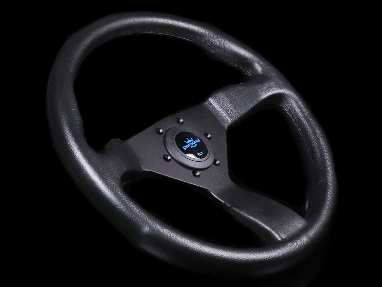 Personal Grinta 350mm Steering Wheel - Black Polyurethane /  Blue Horn Button