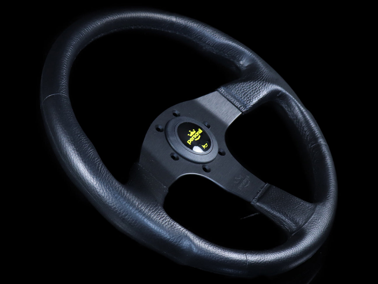 Personal Grinta Blitz Steering Wheel - Black Polyurethane / Yellow Horn Button