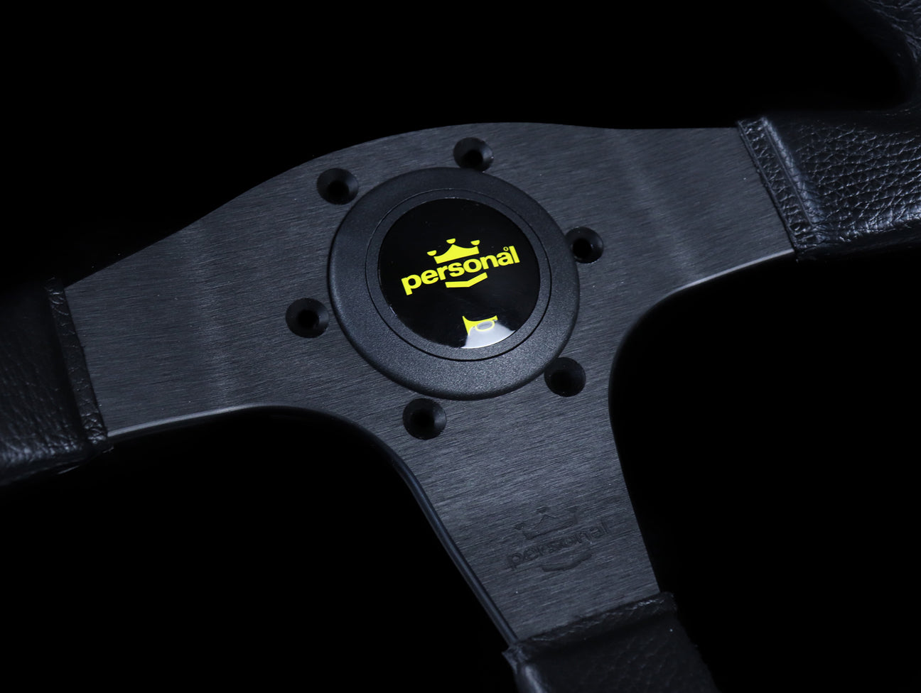 Personal Grinta Blitz Steering Wheel - Black Polyurethane / Yellow Horn Button