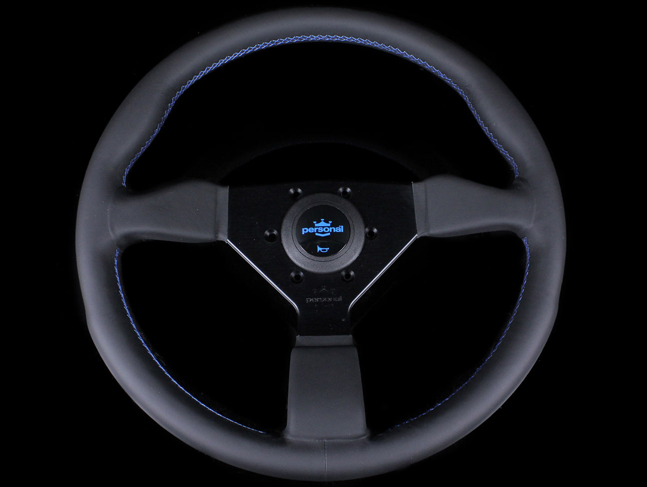 Personal Neo Grinta 330mm Steering Wheel - Black Leather / Blue Stitch