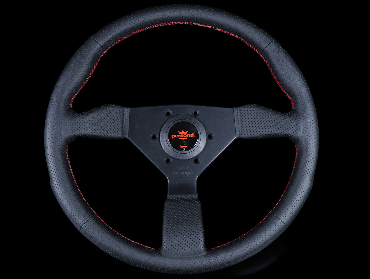 Personal Neo Grinta Steering Wheel - Black Perforated Leather / Red Stitch