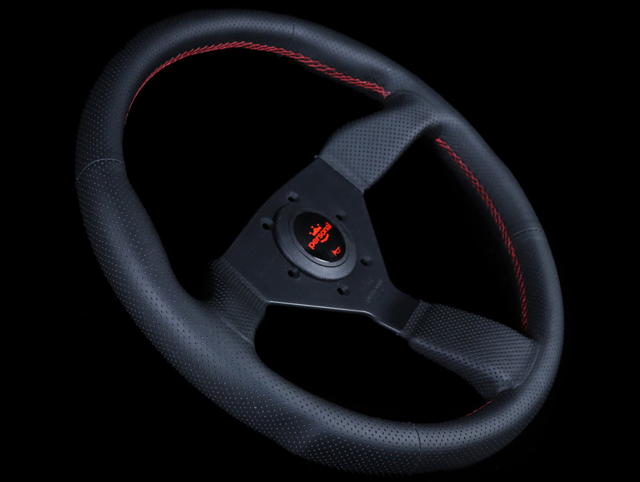 Personal Neo Grinta Steering Wheel - Black Perforated Leather / Red Stitch
