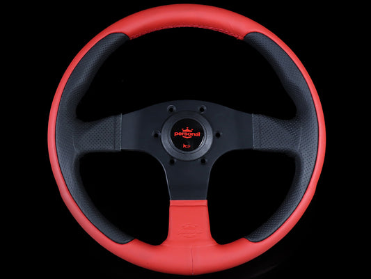 Personal New Racing Line 320mm Steering Wheel - Red / Black Leather Combo