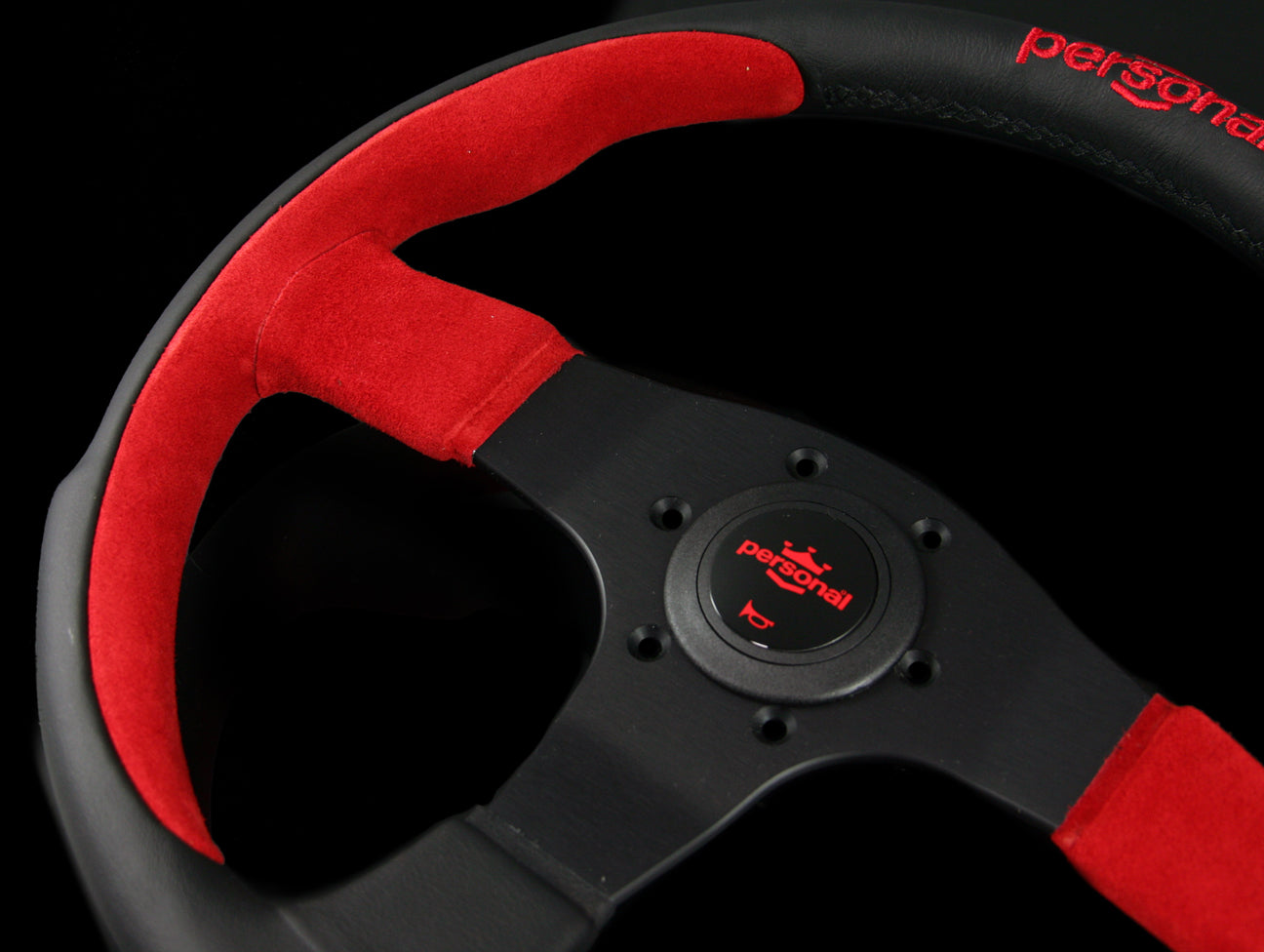 Personal Pole Position 350mm Steering Wheel - Black & Red Leather