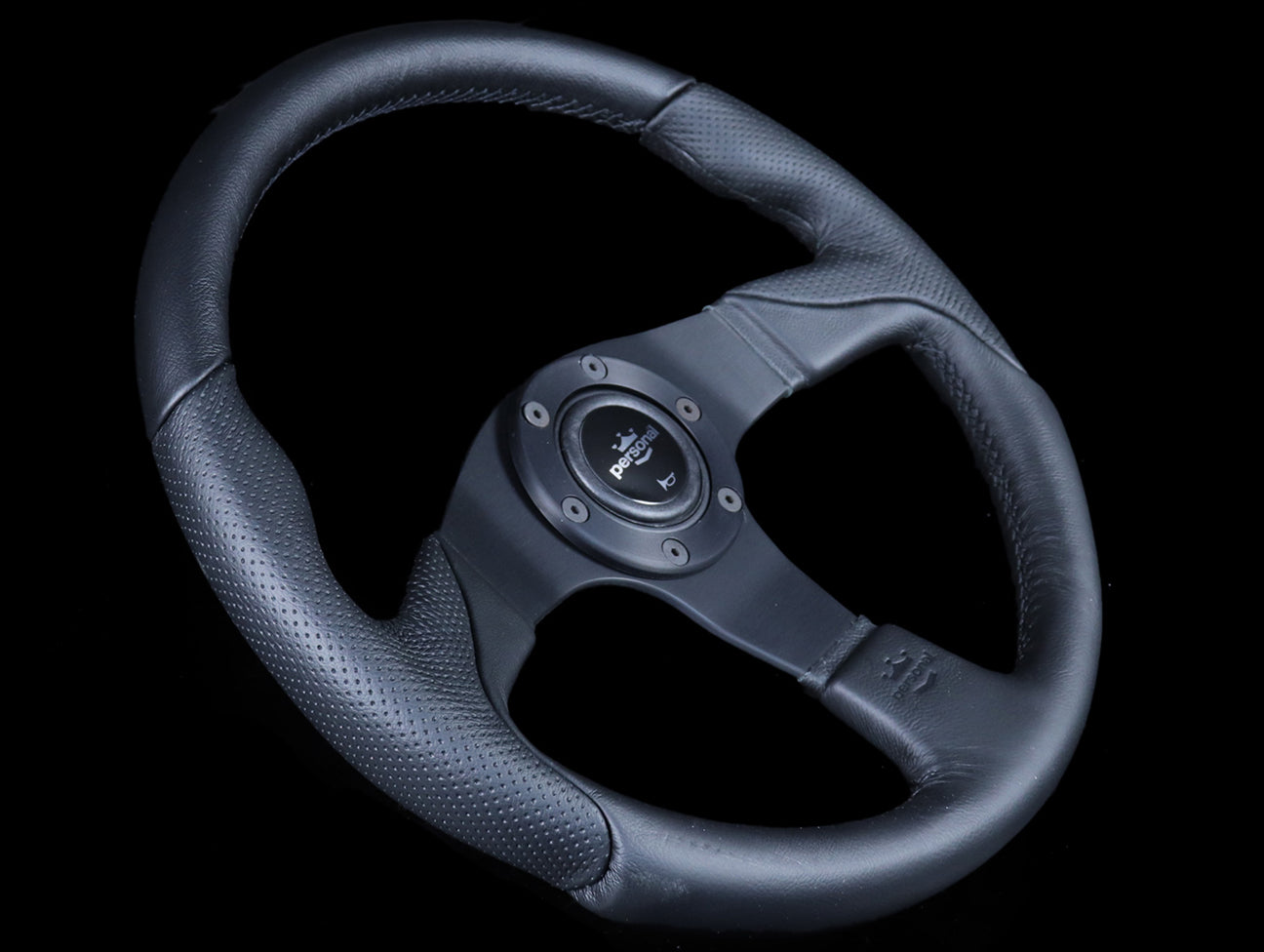 Personal Thunder 350mm Steering Wheel - Black Leather / Silver Horn Button