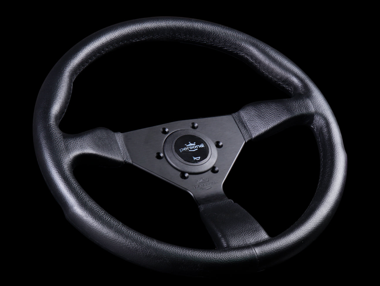 Personal Grinta 350mm Steering Wheel - Black Polyurethane /  Silver Horn Button