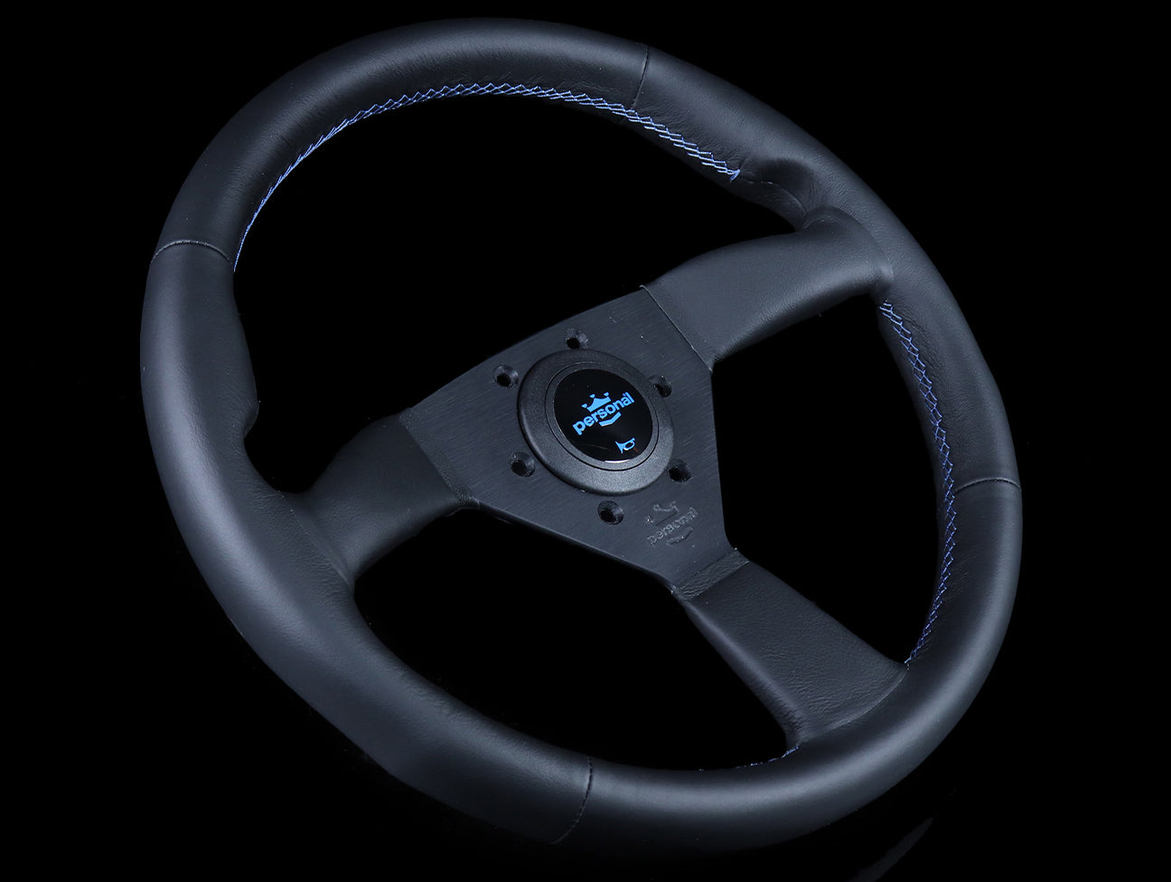 Personal Neo Eagle 340mm Steering Wheel - Black Leather / Blue Stitch