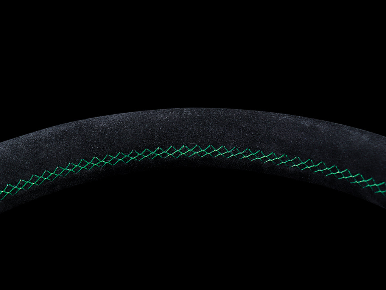 Personal Neo Grinta 350mm Steering Wheel - Black Suede / Green Stitch