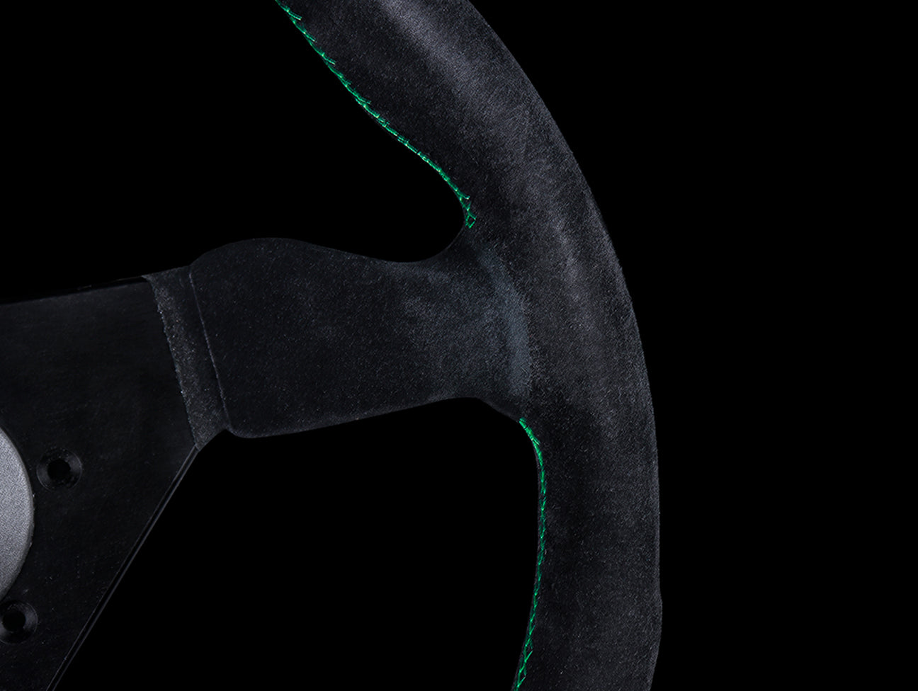 Personal Neo Grinta 350mm Steering Wheel - Black Suede / Green Stitch