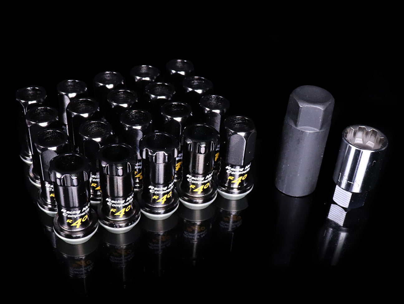 Project Kics R40 Extended Lug Nuts with Locks - Composite Black