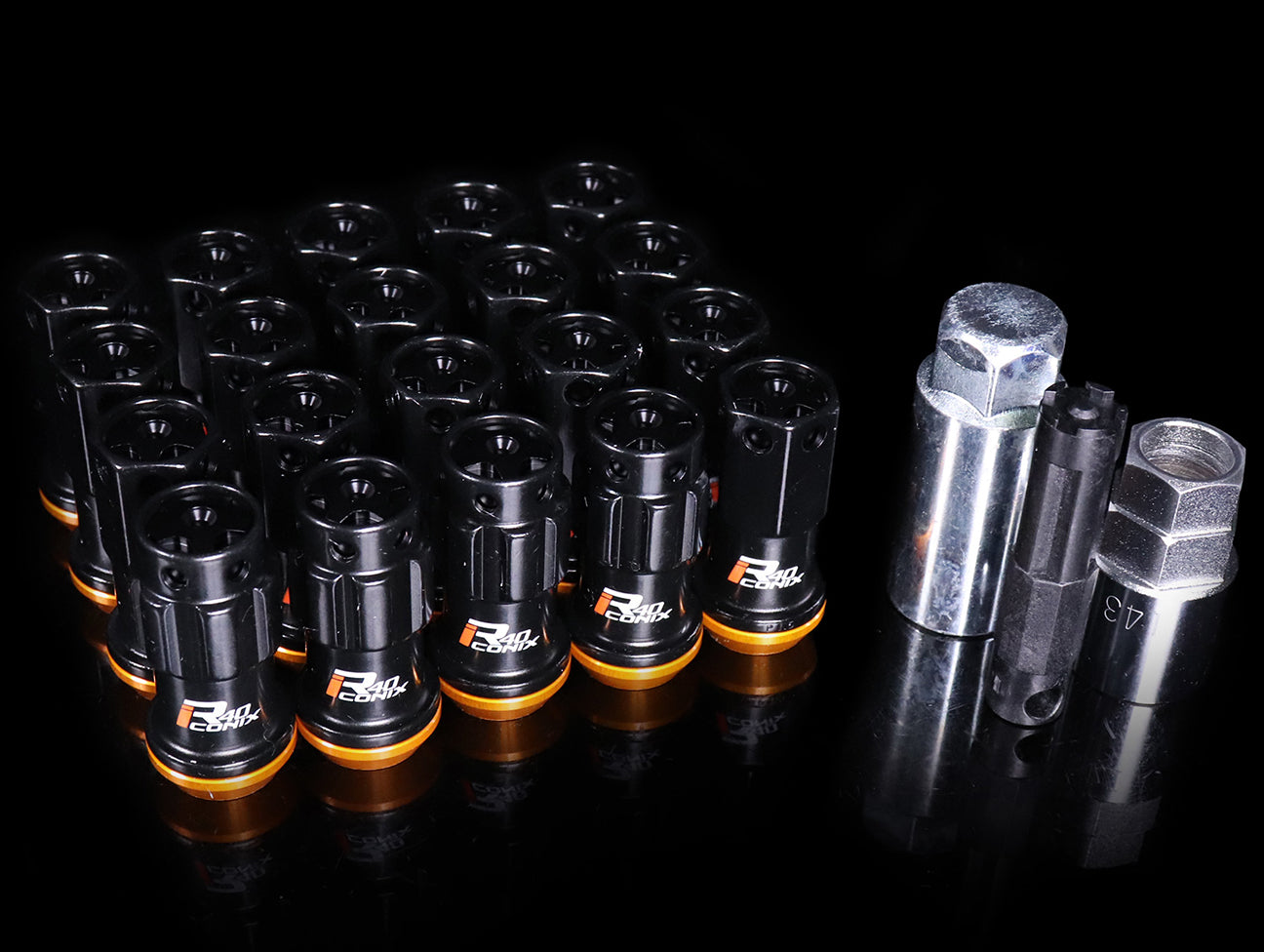 Project Kics R40 Iconix Extended Lug Nuts With Locks - Black M14x1.50