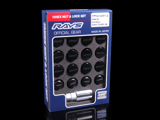 Rays 19 Hex Lug Nut & Lock Set - Black M14x1.50