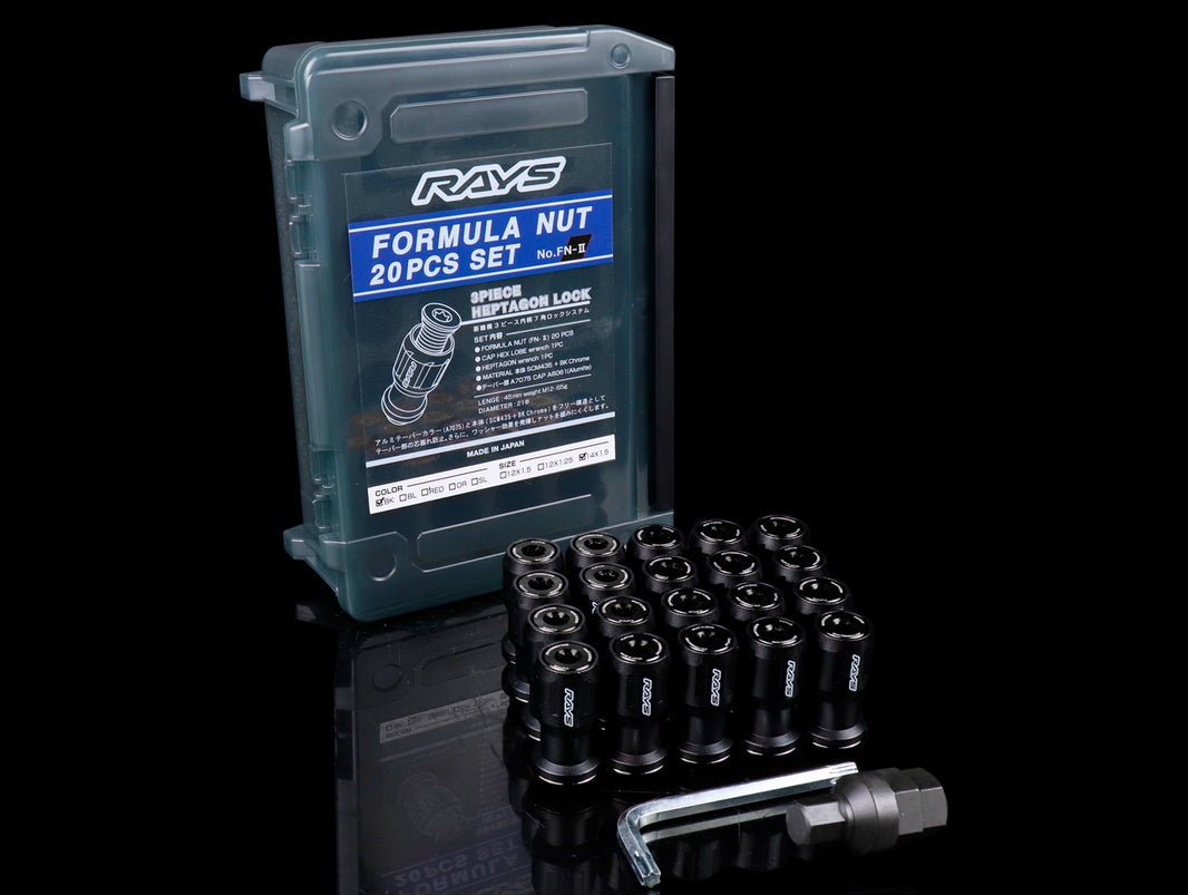 RAYS 19 Hex Lug Nut and Lock Set - Black - 14x1.50 (20 piece kit)