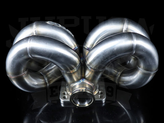 Blox Ram Horn T3/T4 Dual Pattern Turbo Manifold - B-series